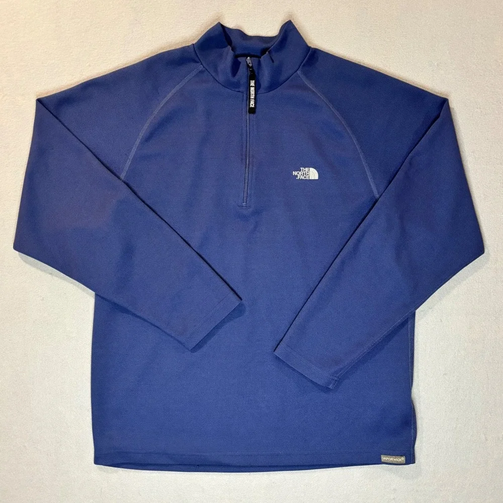 The North Face Mens VaporWick Quarter Zip Pullover Blue Long Sleeve Shirt XL